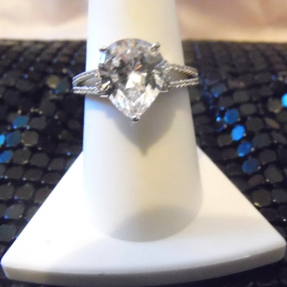 Raidiance by Absolute Pear Shape Simulated Diamond Ring & Cable Wire Cuff - Picture 3 of 5